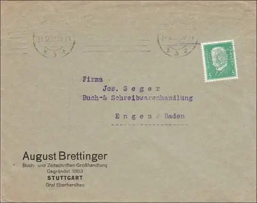 Perfin: Brief aus Stuttgart, August Brettinger, 1929, K.N.O.