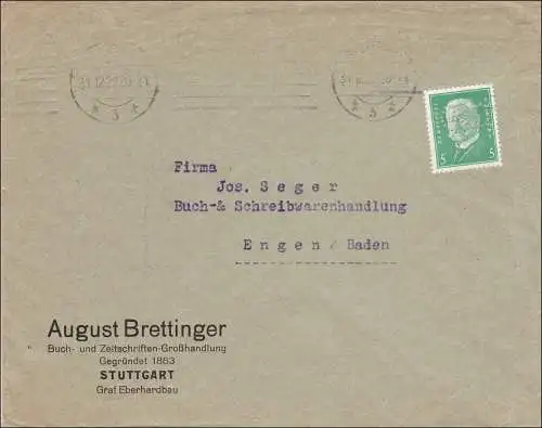Perfin: Lettre de Stuttgart, August Brettinger, 1929, K.N.O.
