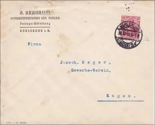 Perfin: Brief aus Karlsruhe, 1913, Hofbuchdruckerei Braun,