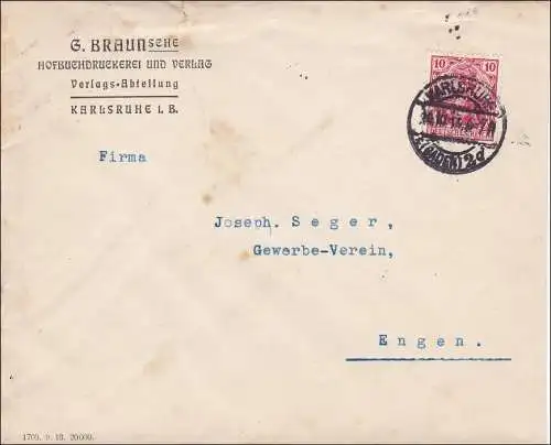 Perfin: Lettre de Karlsruhe, 1913, imprimerie de cour Braun,