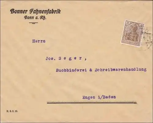 Perfin: Brief aus Bonn, Fahnenfabrik, B.F.B.