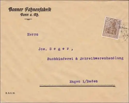 Perfin: Lettre de Bonn, Fahnenfabrik, B.F.B.