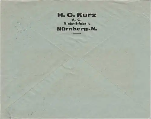 Perfin: Brief aus Nürnberg, 1931, HC Kurz, Bleistiftfabrik,