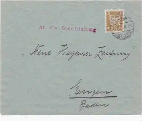 Perfin: Brief  aus Lahr, 1925, MS