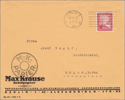 Perfin: Lettre de Berlin, Max Krause, papier à lettres, 1925, MK