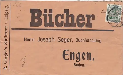 Perfin: Büchersendung aus Leipzig 1908, G.S.