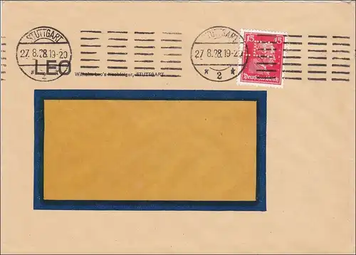 Perfin: Brief aus Stuttgart, 1928, LEO
