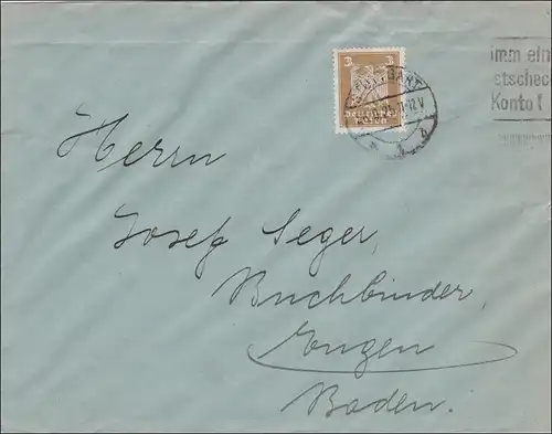 Perfin: Brief aus Stuttgart, 1925, EF