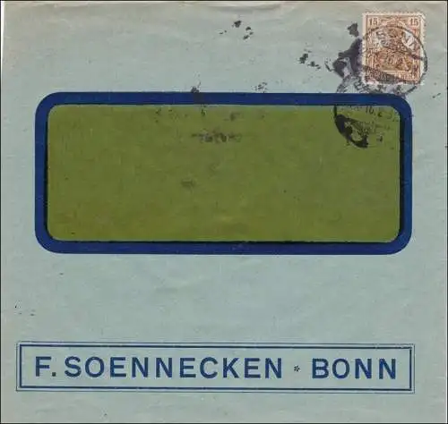 Perfin: Brief aus Bonn, F. Soennecken, 1916, FS