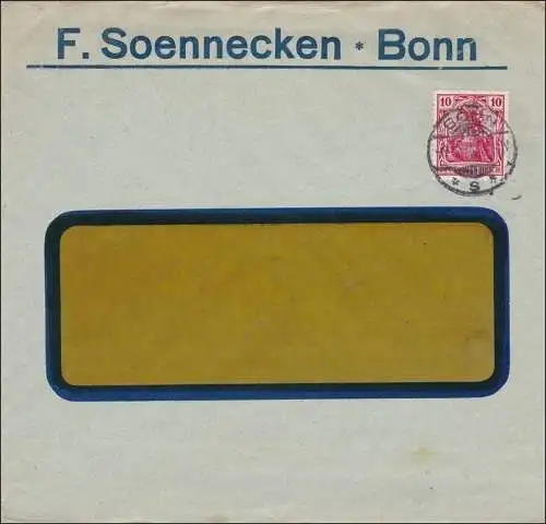 Perfin: Brief aus Bonn, F. Soennecken, 1914, FS