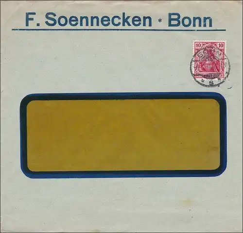 Perfin: Lettre de Bonn, F. Soennecken, 1914, FS