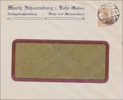 Perfin: Brief aus Lahr, Moritz Schauenburg, 1917 MS