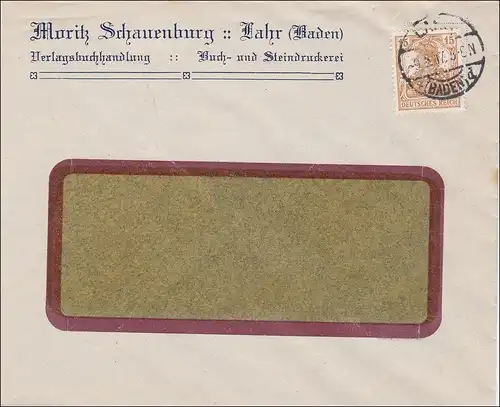 Perfin: Lettre de Lahr, Moritz Schauenburg, 1917 MS