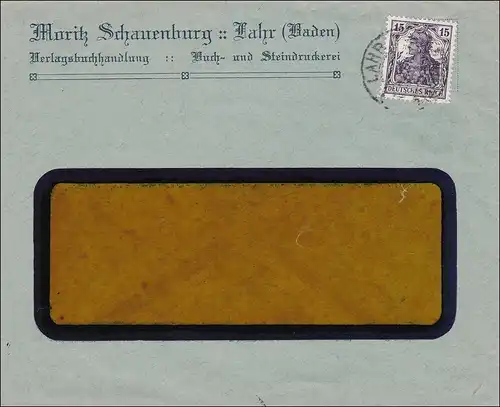 Perfin: Brief aus Lahr, Moritz Schauenburg, MS