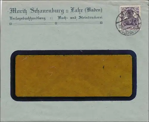 Perfin: Lettre de Lahr, Moritz Schauenburg, 1923, MS