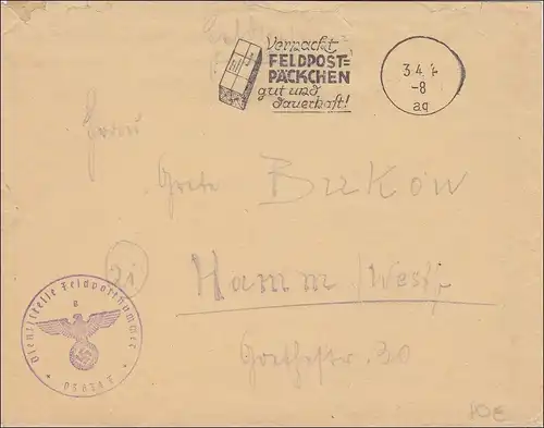 Generalgouvernement (GG): WERBESTEMPEL Feldpost Nr. 03634F Warschau 1944