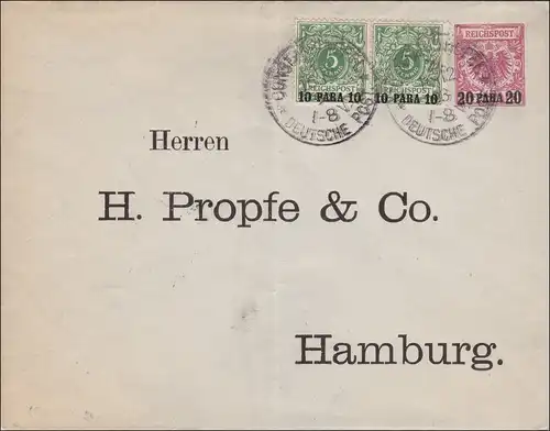 Turquie: Enveloppe complète Constantinople vers Hambourg 1893