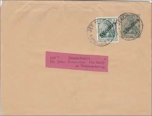 Türkei: Ganzsachenumschlag Jerusalem nach Braunschweig