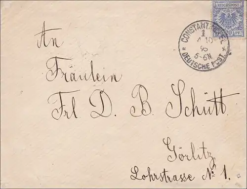 Turquie: Lettre de Constantinople à Görlitz en 1895