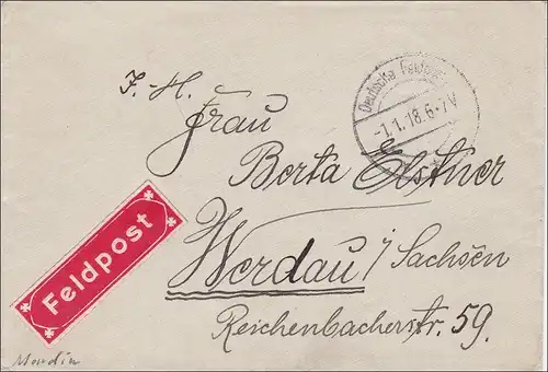 KDJA-Klein Asie, lettre d'un télégraphe à Werdau 1980 FELDPOST