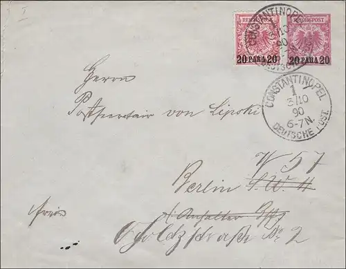 Türkei: Ganzsache - Brief aus Constantinopel 1890 nach Berlin
