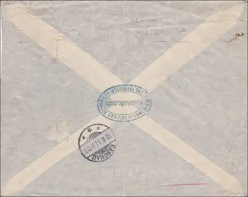 Brief Einschreiben von Constantinopel nach Raschau 1911