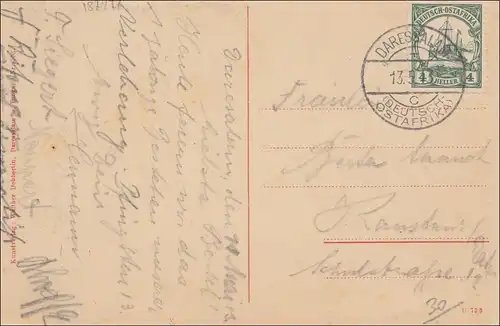 DOA: Carte de vue Daressalaam, 1913, Monument de l'empereur Guillaume, par Constance