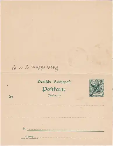 DOA: Tout à fait affaire de Dar-es-Saalam à Francfort/M 1898 avec réponse