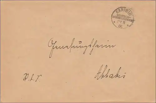DSWA: Brief Karibib - Schutztruppen - Truppenkommandantur -