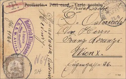 DSWA: Carte de vue Hottentotten comme un objet d'impression, 2e batterie à Vienne