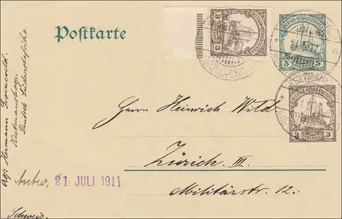 DSWA: Ganzsache von Ketmanshoog 1911 nach Zürich