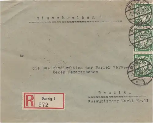 Danzig: Einschreiben Danzig 1929