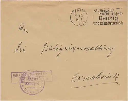 Danzig: Frei durch Ablösung Reich: Jugendamt nach Osnabrück 1931