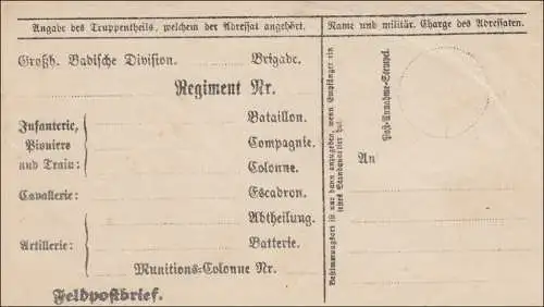 Polen: Feldpostbrief Großherzogliche Badische Division, Vordruck, ungebraucht