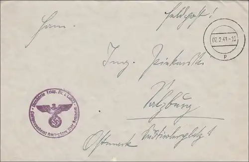 Poste de champ II Guerre mondiale: 1941, Bureau de poste de l'air Amsterdam à Salzbourg, avec contenu