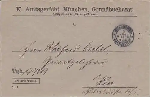 Königliches Amtsgericht München 1913, Grundbuchamt