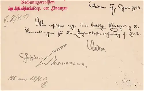 Ministère de l'Etat du Grand-Duc de Weimar après Auma 1913