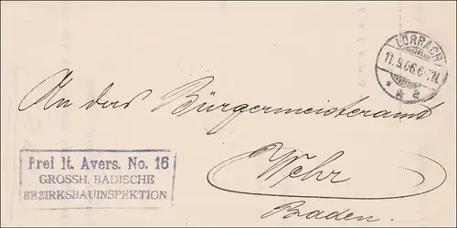 Grossherzogliche Badische Bezirksbauinspektion 1906 von Lörrach nach Wehr/Baden
