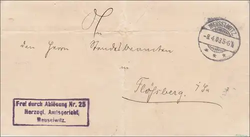 Herzogliches Amtgericht Meuselwitz nach Flösberg