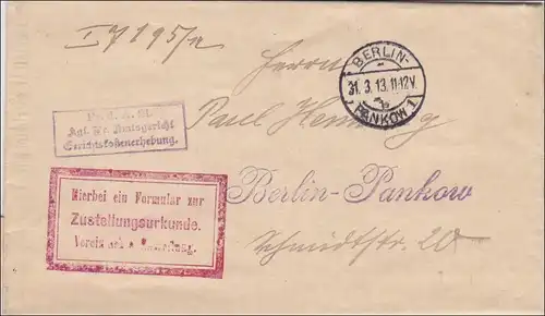 Enquête sur les frais de justice Berlin 1913, Pankow