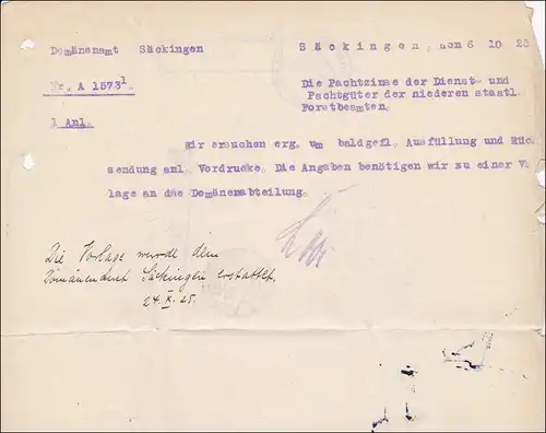 Le ministère de Säckingen comme une affaire d'impression en 1925 après Uhlingen