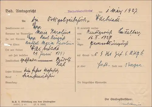 Amtsgericht Bischofsheim 1927 nach Haibstadt