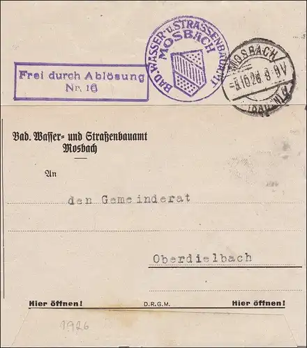 Badisches Wasser- und Strassenbauamt Mosbach nach Oberdielbach 1926
