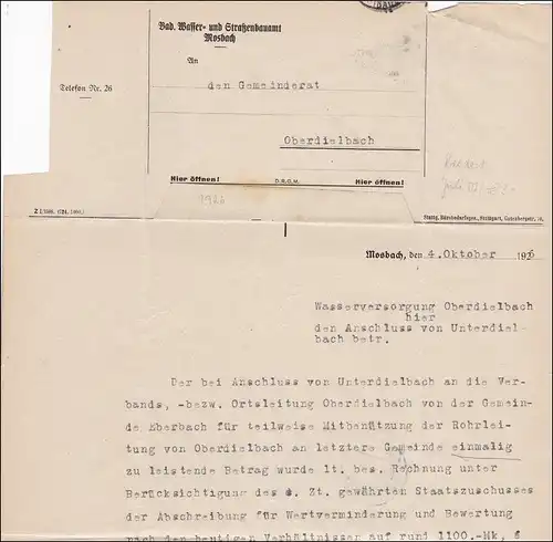 Badisches Water- und Strassenbauamt Mosbach d'après Oberdielbach 1926
