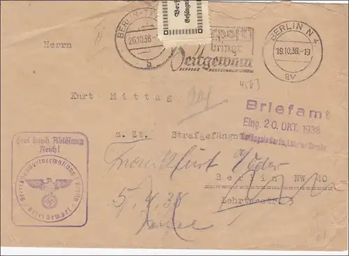 Heeresstandortverwaltung Berlin 1938 nach Frankfurt Oder-Briefamt-Strafgefängnis