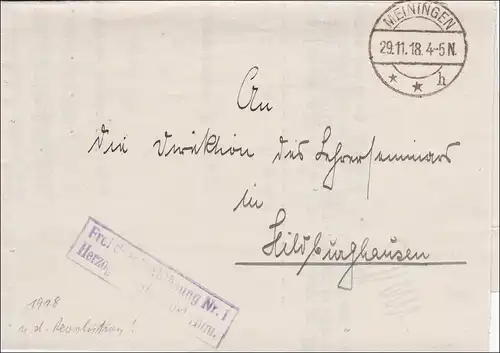 Ministère de l'Etat du Duc Meiningen 1918 après Hildburghausen