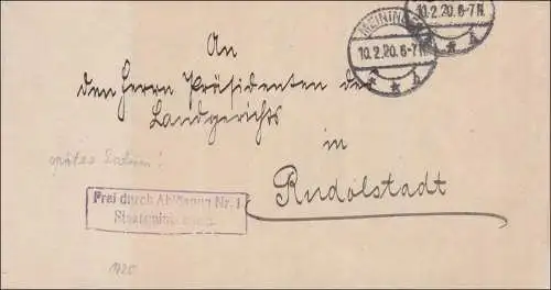 Ministère de l'Etat de Meiningen 1920 après Rudolstadt