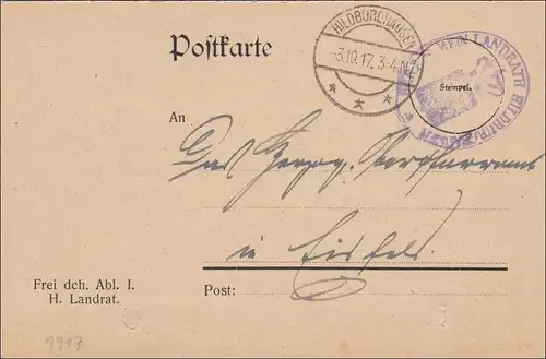 Carte postale Hildburghausen 1917 vers Eisfeld