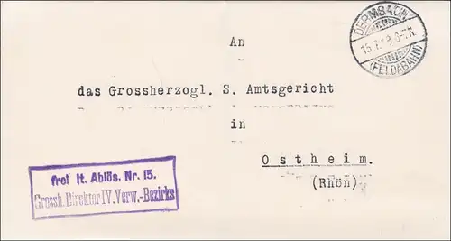 Directeur général de Dermbach/Feldabahn 1918 vers Ostheim/Rhön