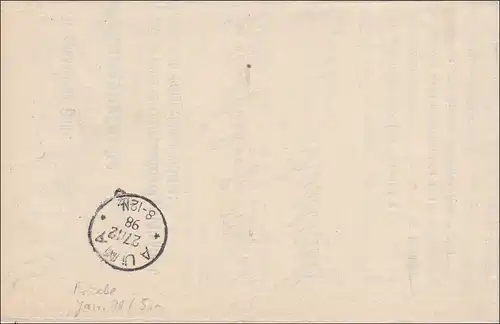 Lettre d'information de Rudolstadt à Auma en 1893